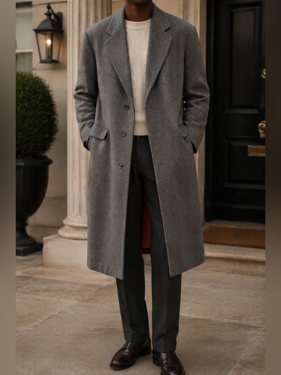 Bay Club Other - Vintage Bay Club Wool & Cashmere Tall Coat Grey Luxe Orange Lining Men Size 42